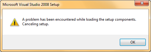 Visual Studio 2008 TS Setup Error